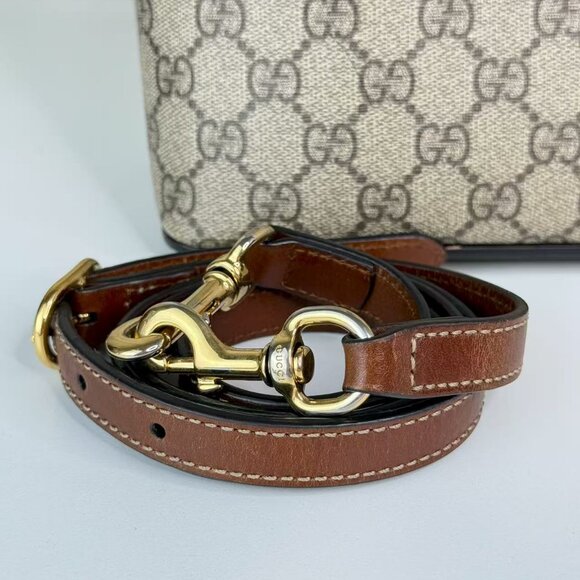 Gucci GG Logo Supreme Shoulder Bag Crossbody Beige & Brown Canvas - Picture 9 of 10